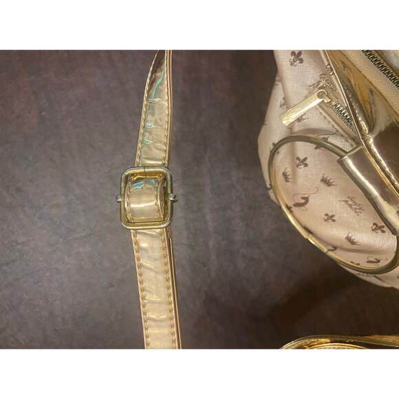 Baby Phat Rose Gold Logo Print Shoulder Bag Ring Handles & Strap Y2K Vintage - Picture 11 of 14